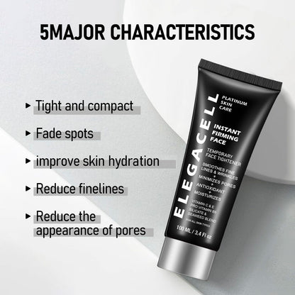 Elegacell Face Tightener Instant Face Lift Cream Temporary Frim Skin Tightening and Lifting Cream-Smooth the Look of Fine Lines - Daily Moisturizer for Women and Men - 100ml, 3.4 fl.oz